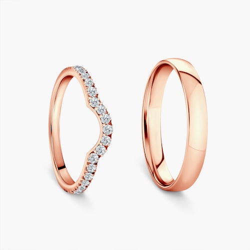 Obrączki This is Love: różowe złoto, diamenty laboratoryjne, półokrągłe, 2 mm i 3 mm